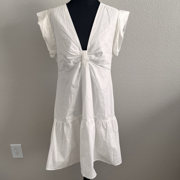 Steve Madden Dresses & Skirts - Steve Madden Large Tiered White Mini Dress Cotton Lined Minimalist Coastal NWT